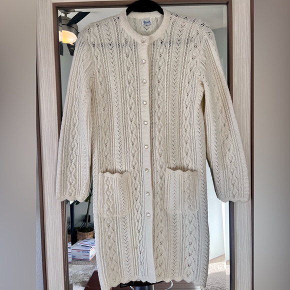 Wintuk Dresses & Skirts - Vintage 60's Wintuk Ivory Button Up Knit Cardigan Sweater Dress Womens size S/M